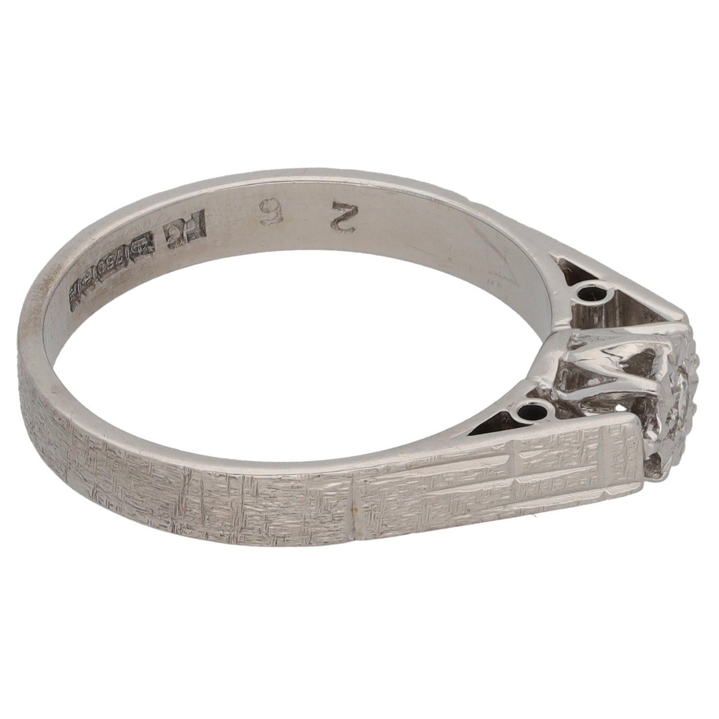 18ct White Gold 0.04ct Diamond Solitaire Ring Size M