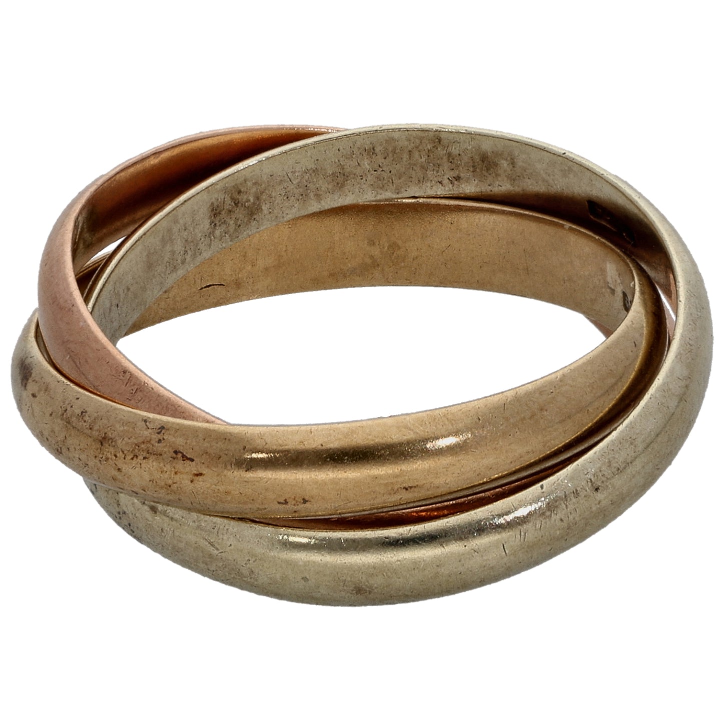 9ct Tricolour Gold Russian Wedding Ring Size L