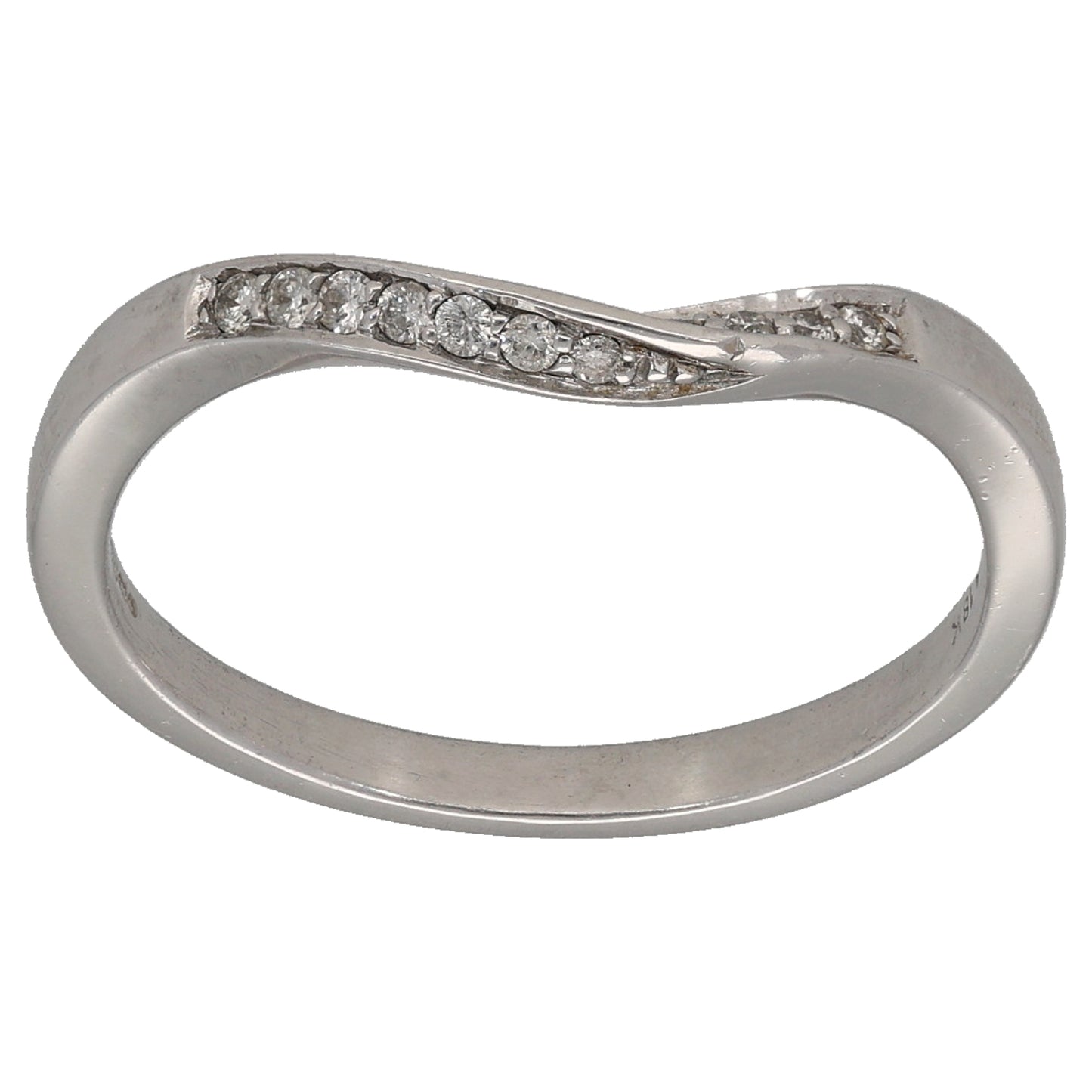 18ct White Gold 0.12ct Diamond Half Eternity Ring Size N