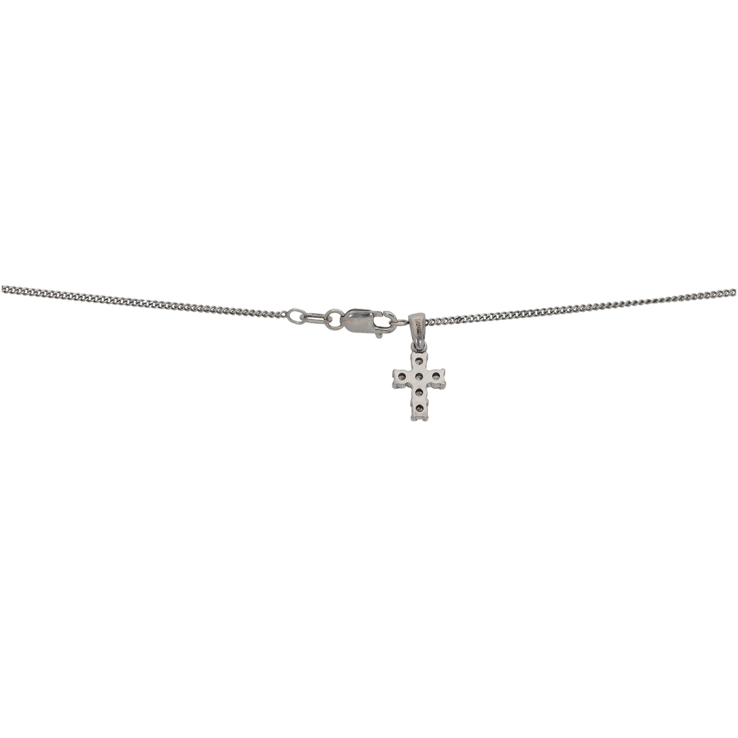 18ct White Gold 0.24ct Diamond Cross Pendant With Chain
