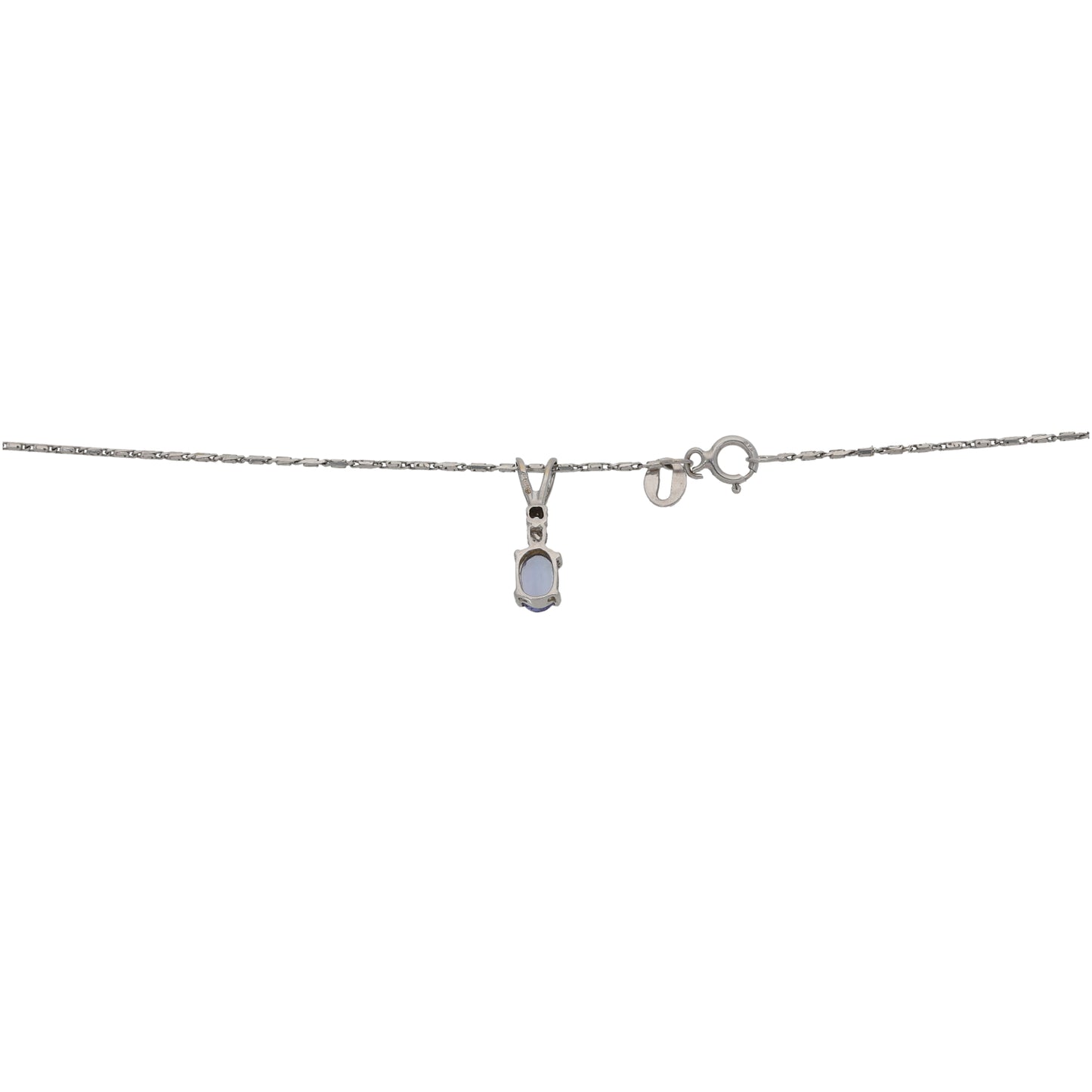 9ct White Gold Tanzanite & 0.005ct Diamond Dress/Cocktail Pendant With Chain