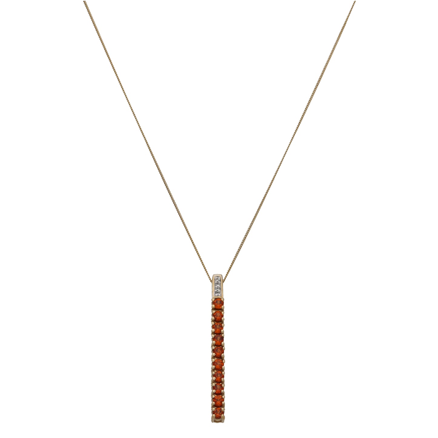 9ct Gold Garnet & Imitation Dress/Cocktail Pendant With Chain