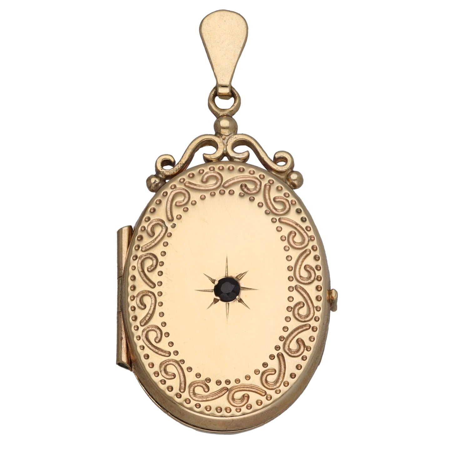 9ct Gold Sapphire Patterned Locket Pendant