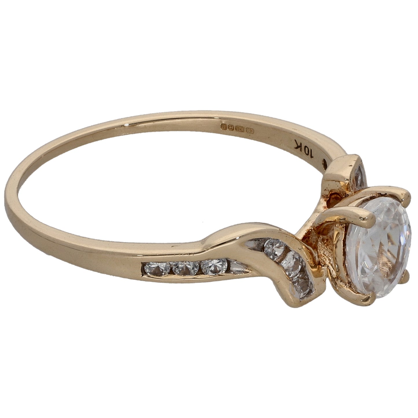 9ct Gold Sapphire Single Stone Ring with Accent Stones Size P