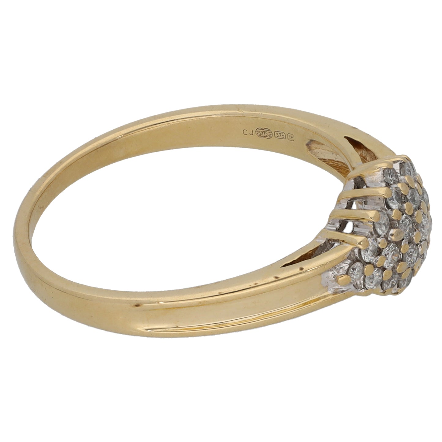9ct Gold 0.25ct Diamond Cluster Ring Size R