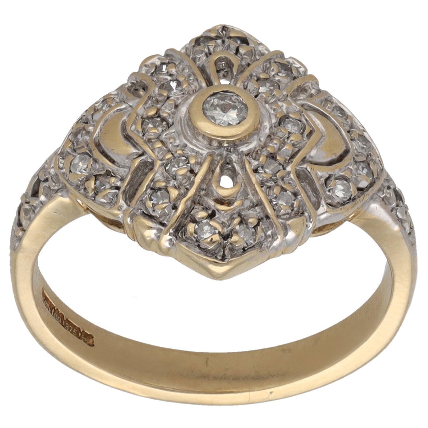 9ct Gold 0.30ct Diamond Cluster Ring Size M