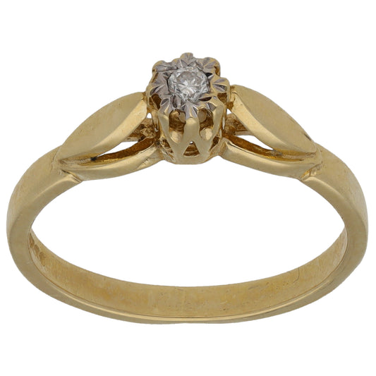 9ct Gold 0.04ct Diamond Solitaire Ring Size M