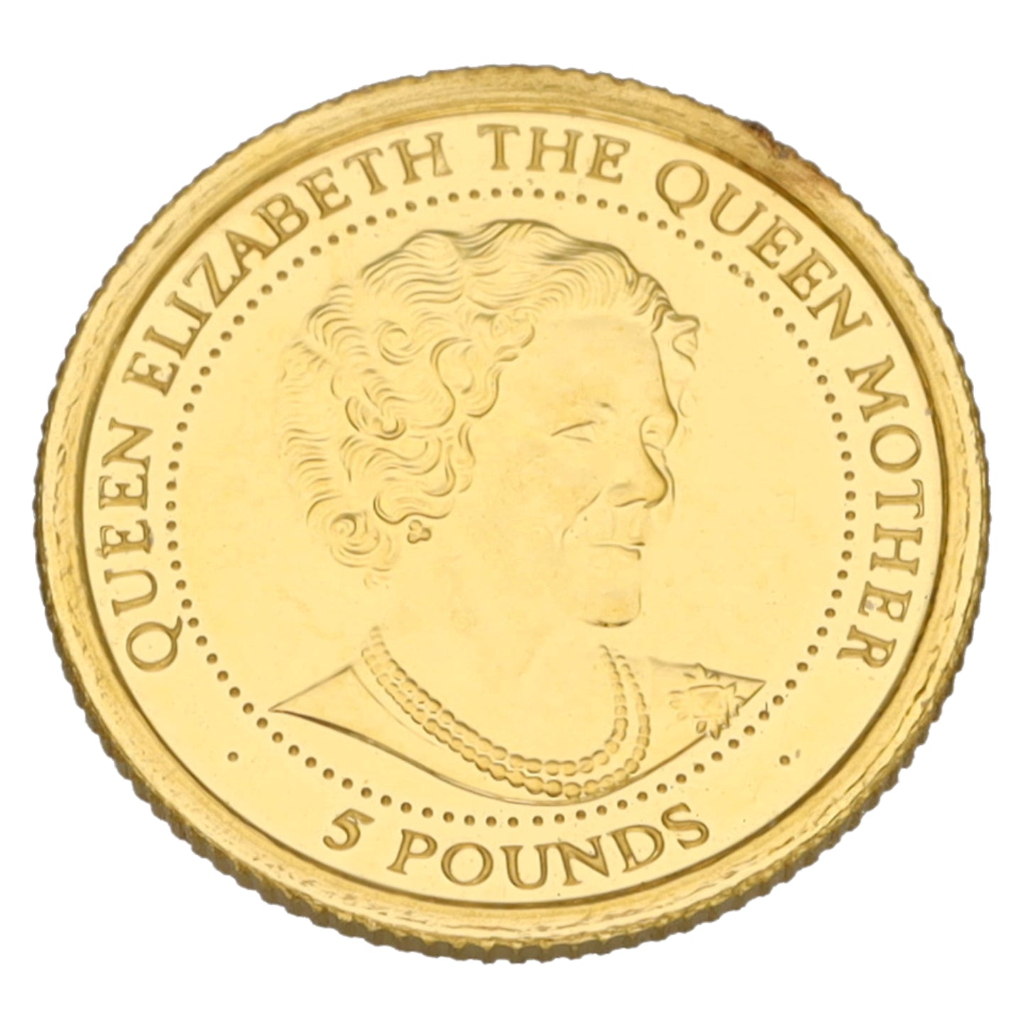 22ct Gold Queen Elizabeth The Queen Mother 5 Pounds Coin 1999