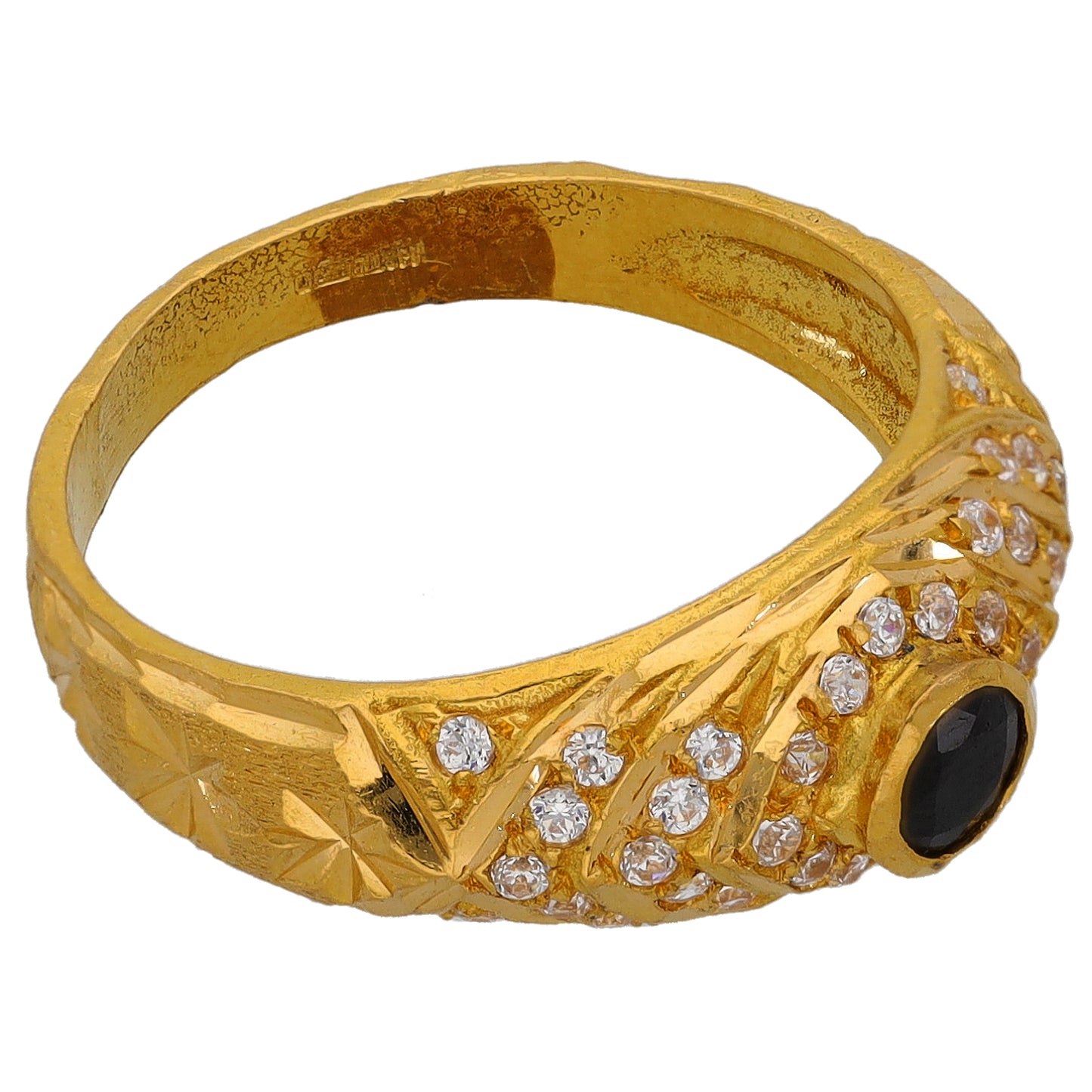 22ct Gold Imitation Gems Single Stone Ring With Accents Size O