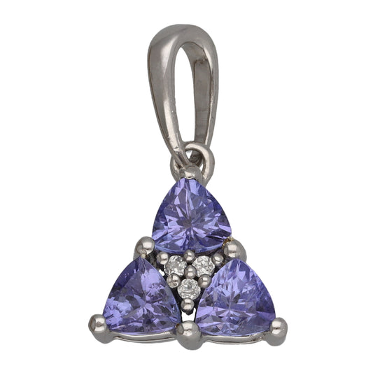 9ct White Gold Tanzanite & Imitation Dress/Cocktail Pendant