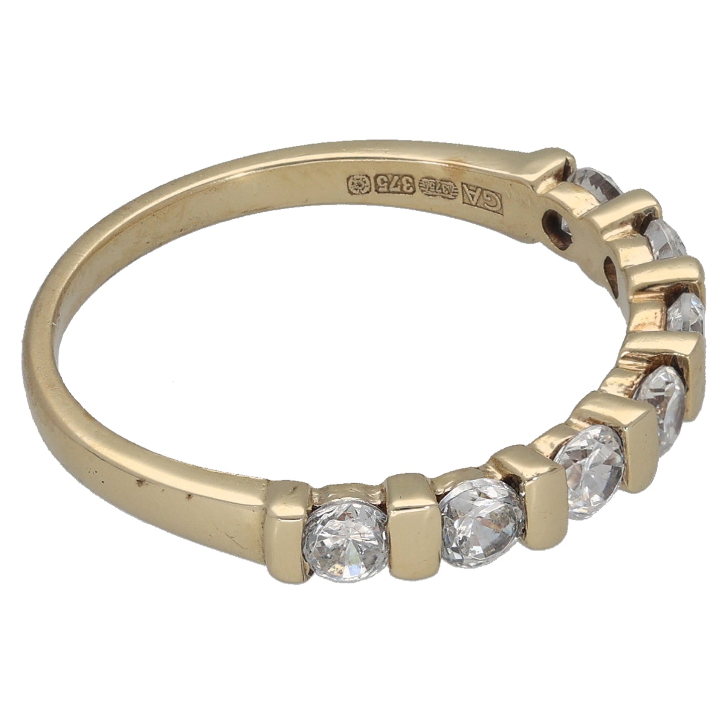 9ct Gold Cubic Zirconia Half Eternity Ring Size Q