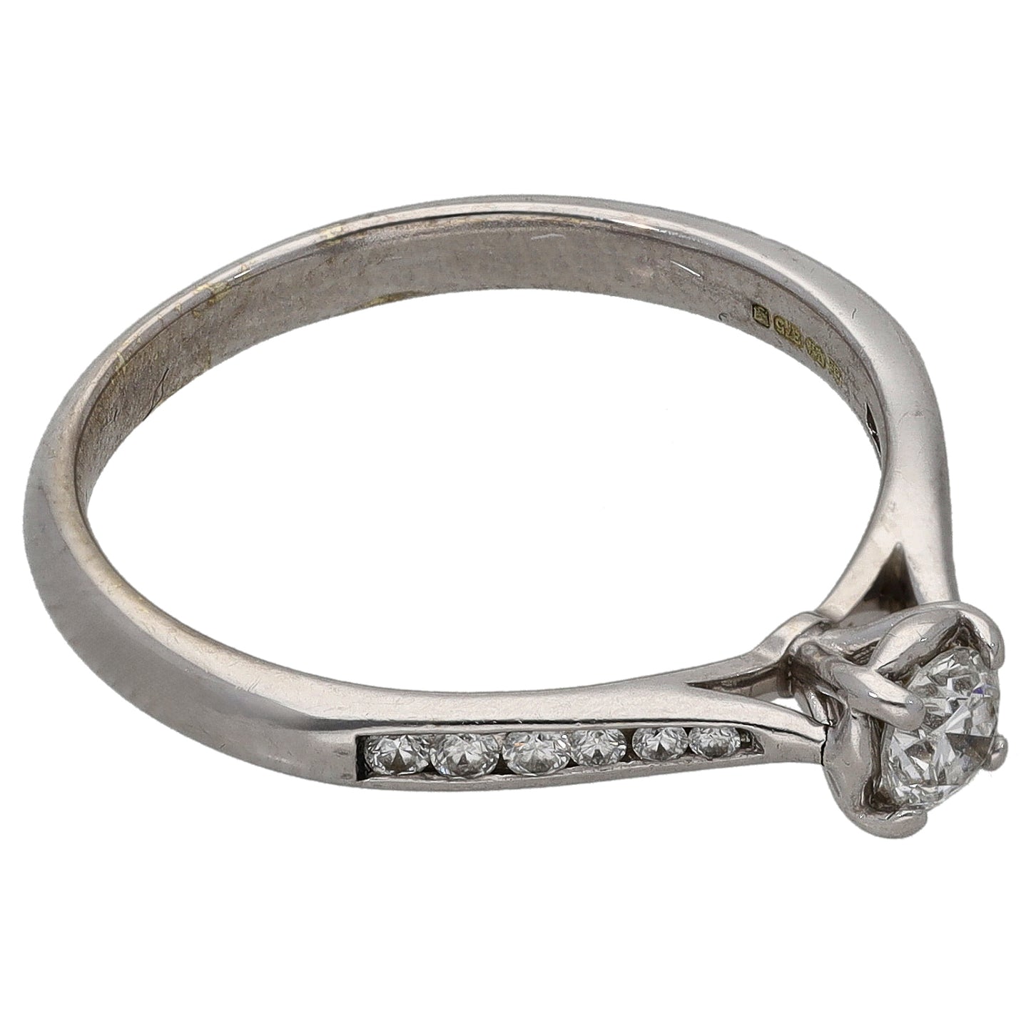 9ct White Gold 0.39ct Diamond Solitaire Ring With Accent Stones Size Q