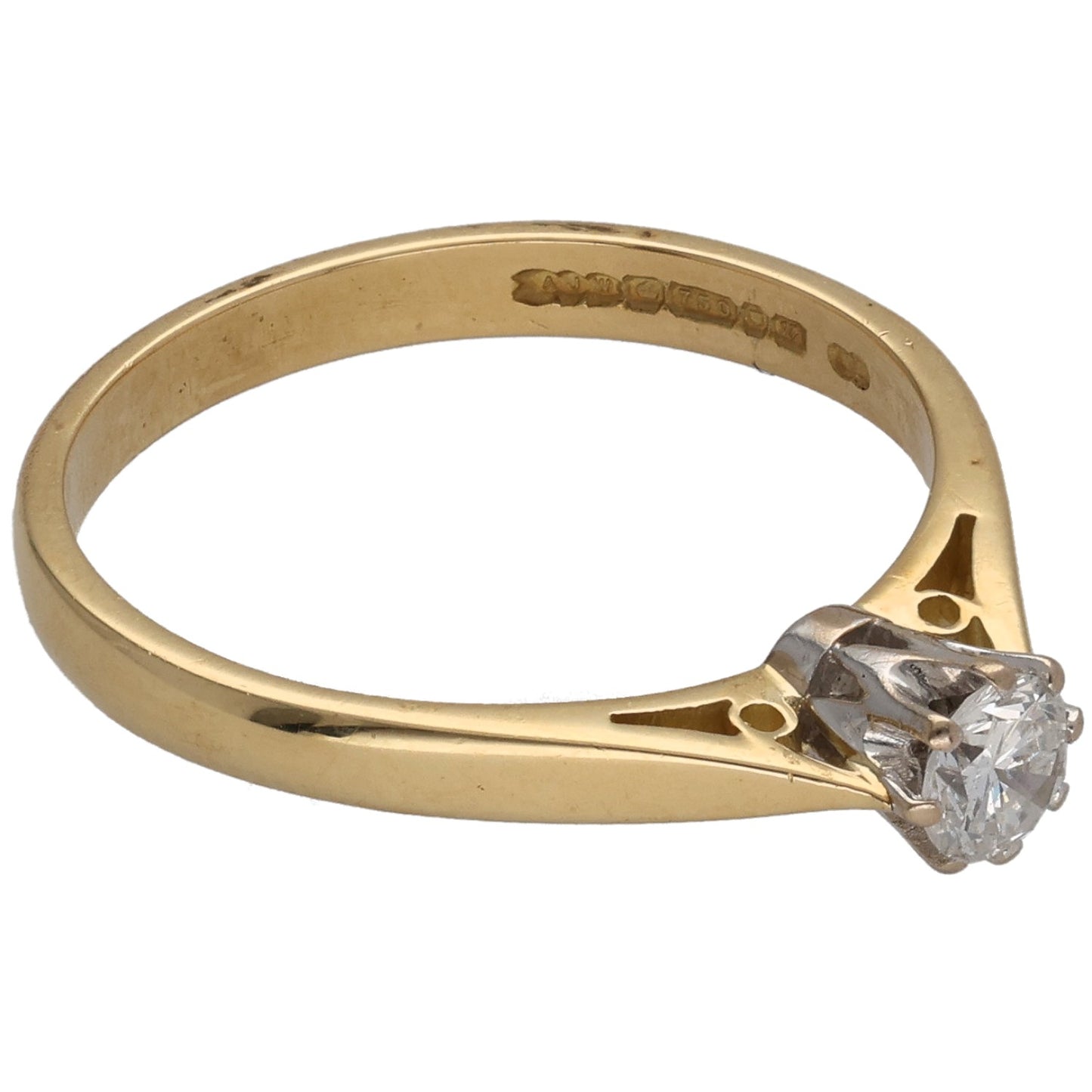 18ct Gold 0.23ct Diamond Solitaire Ring Size N