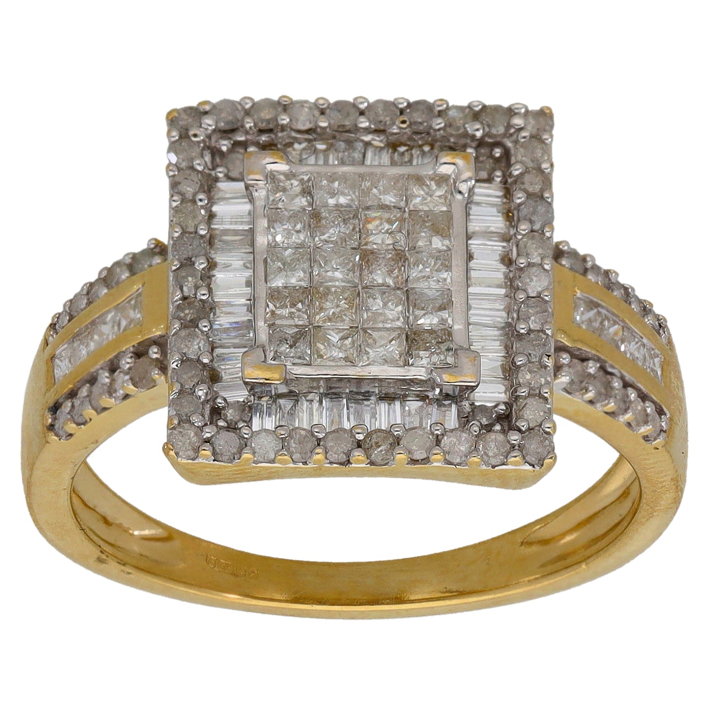 9ct Gold 1.54ct Diamond Cluster Ring Size P