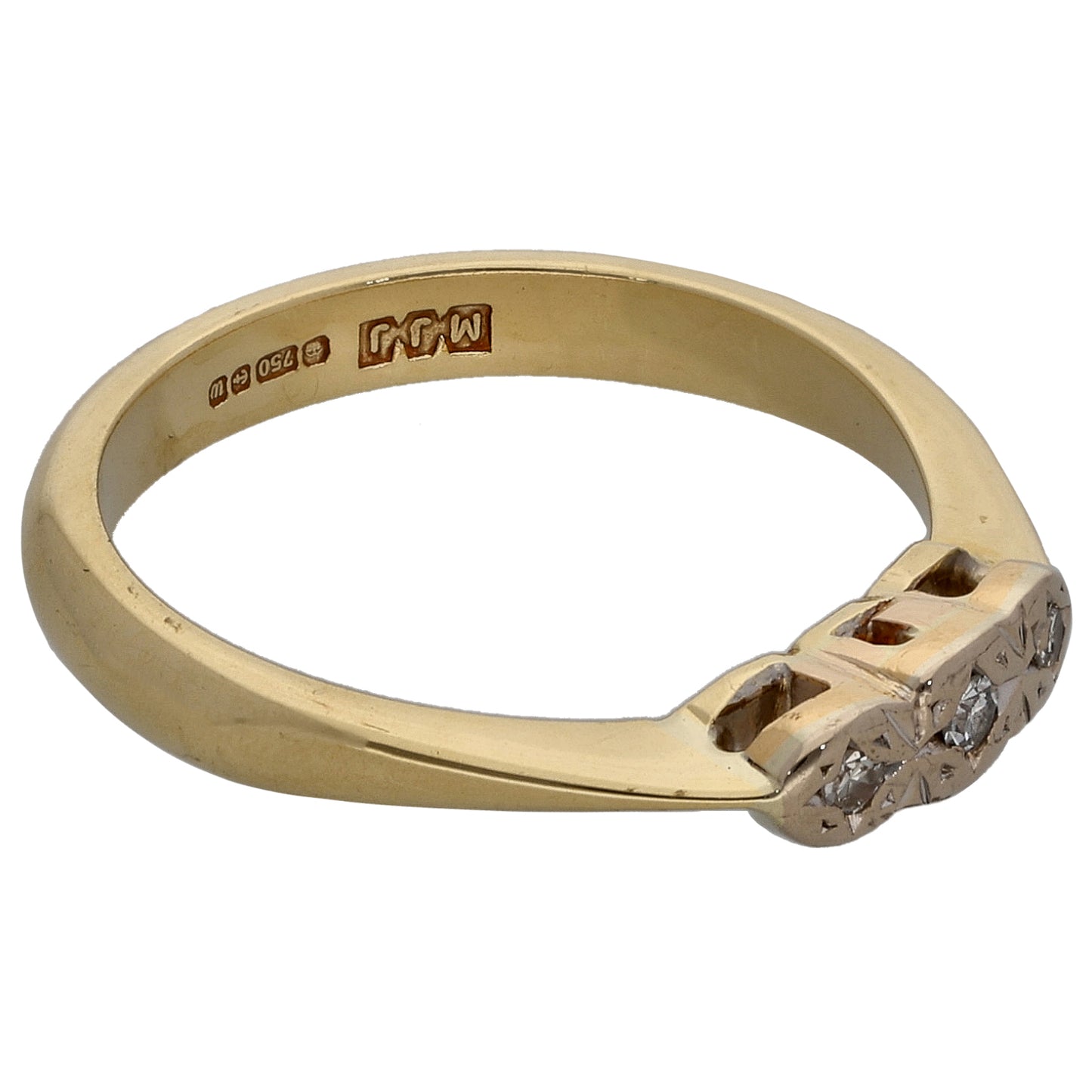 18ct Gold 0.04ct Diamond Trilogy Ring Size K