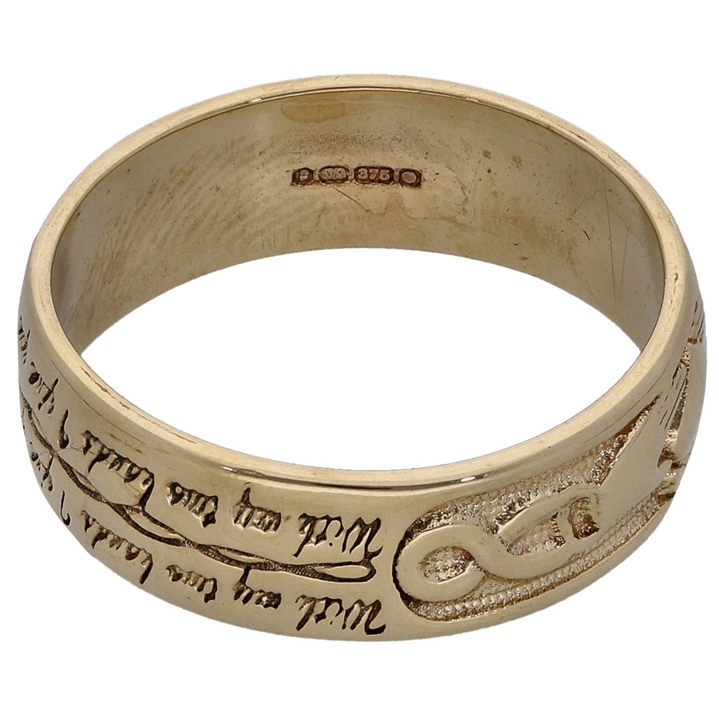 9ct Gold Patterned Wedding Ring Size P