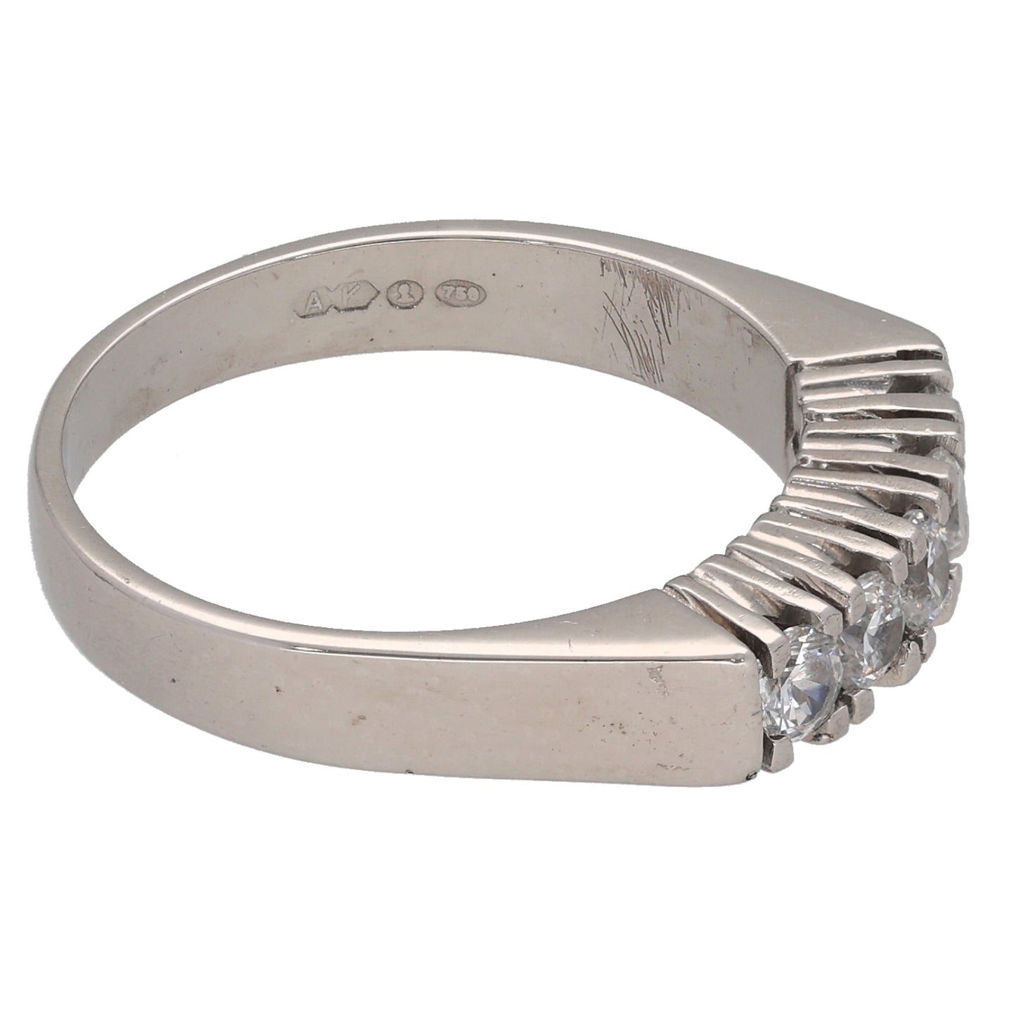 18ct White Gold Cubic Zirconia Half Eternity Ring Size Q