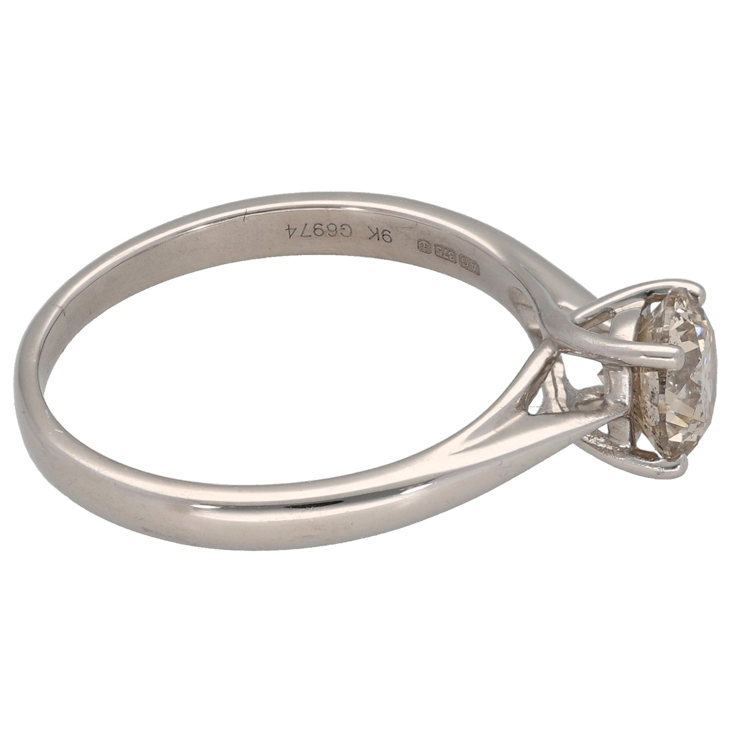 9ct White Gold 1.18ct Diamond Solitaire Ring Size Q