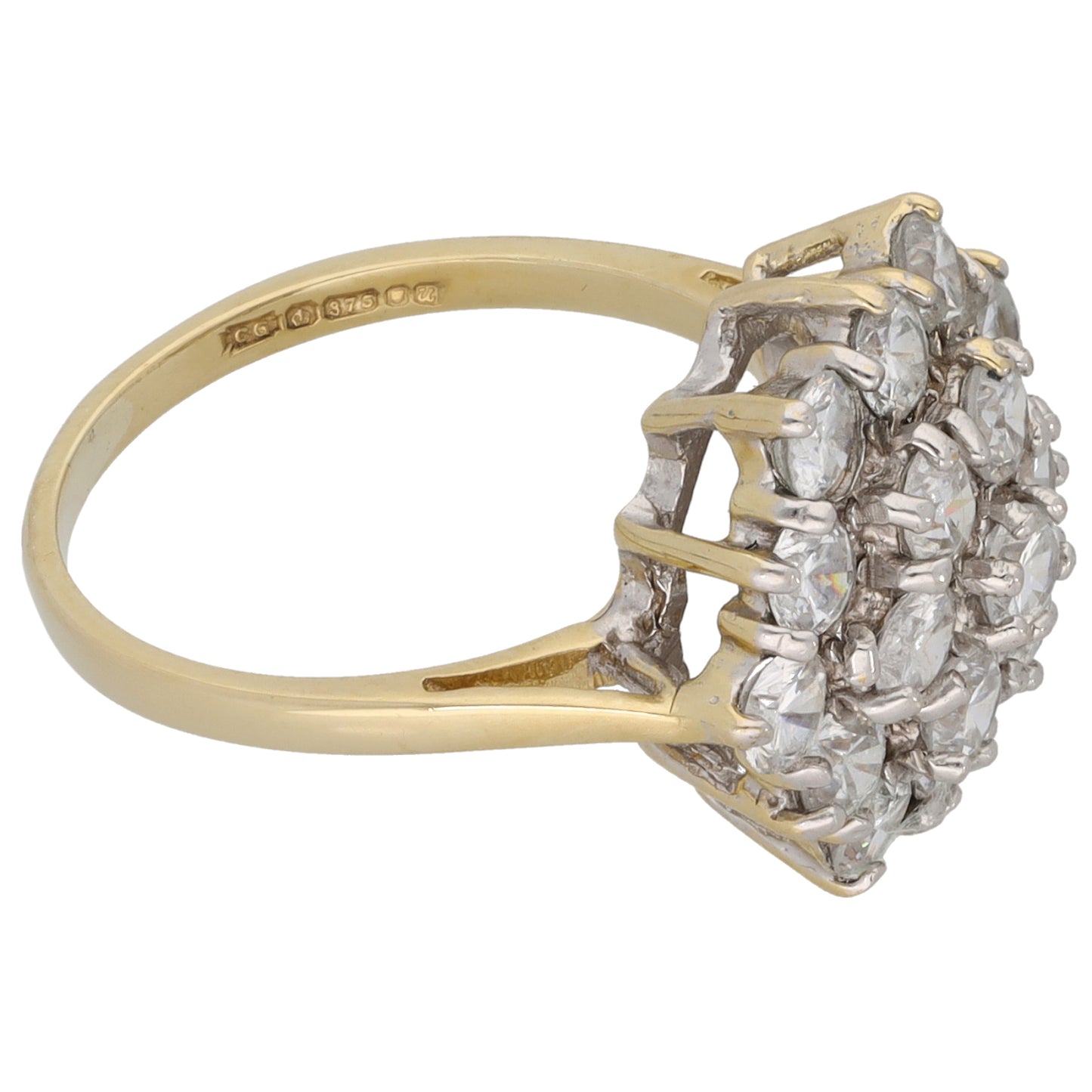 9ct Gold Cubic Zirconia Cluster Ring Size L