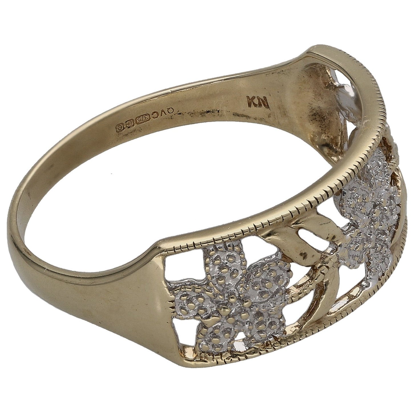 9ct Gold 0.015ct Diamond Dress/Cocktail Ring Size U