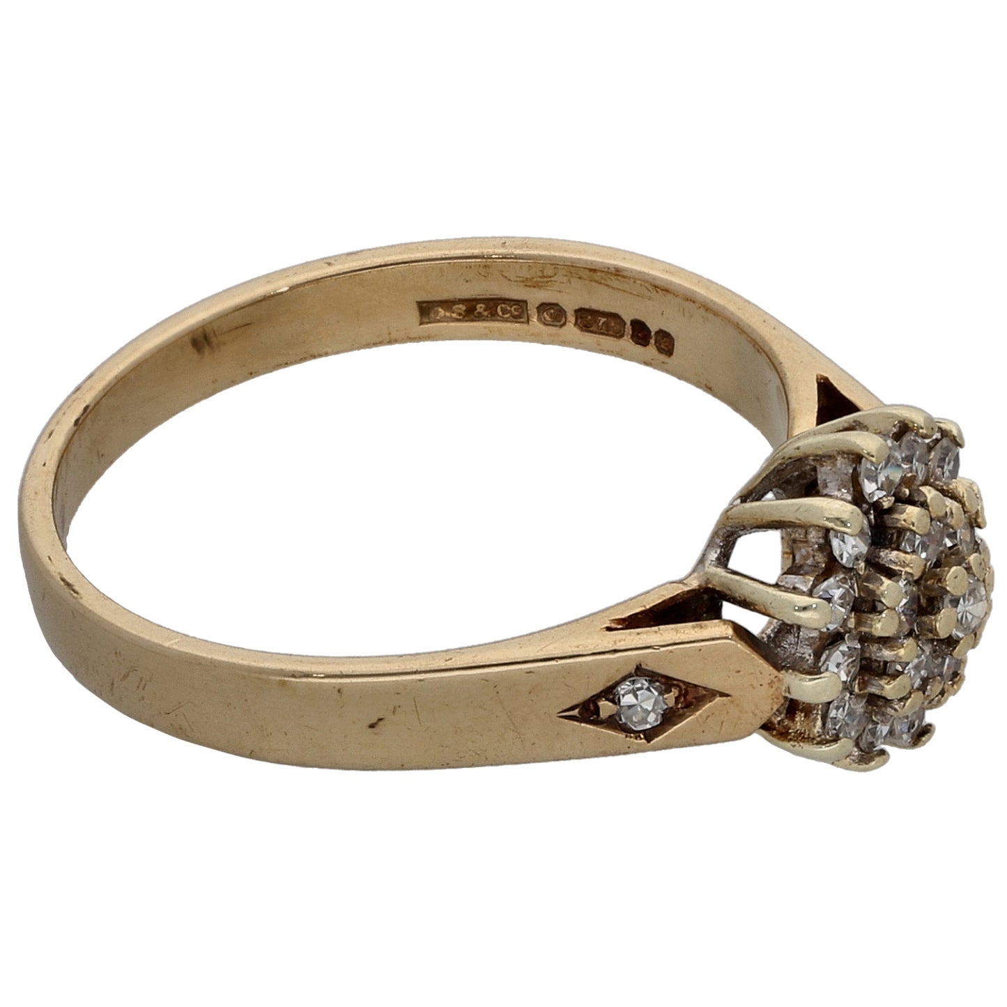 9ct Gold 0.21ct Diamond Cluster Ring Size M