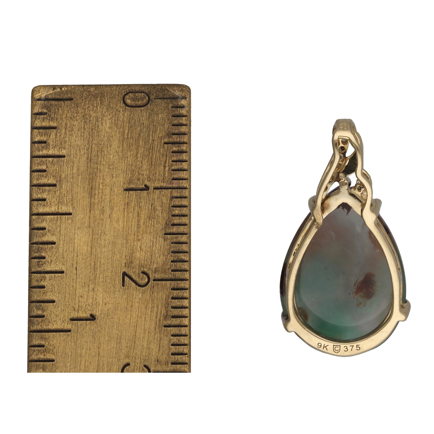 9ct Gold Aquaprase & 0.03ct Diamond Dress/Cocktail Pendant