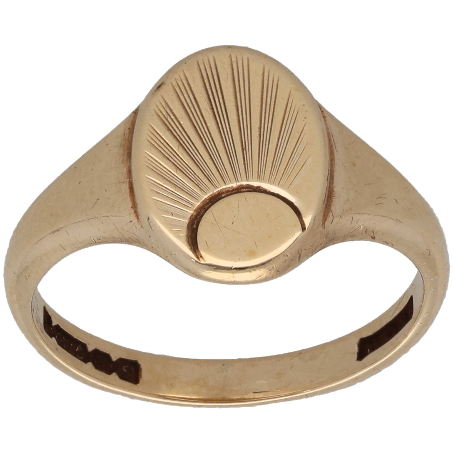 9ct Gold Patterned Signet Ring Size M