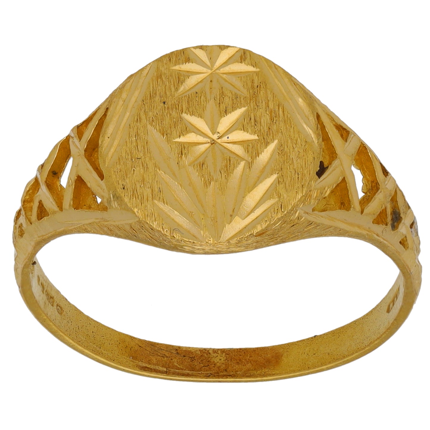 22ct Gold Patterned Signet Ring Size V