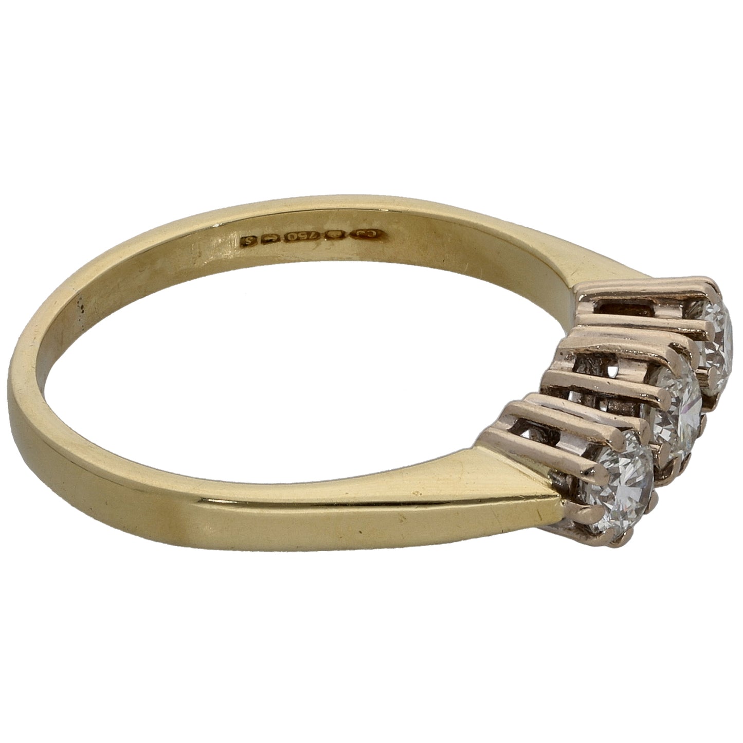 18ct Gold 0.50ct Diamond Trilogy Ring Size N