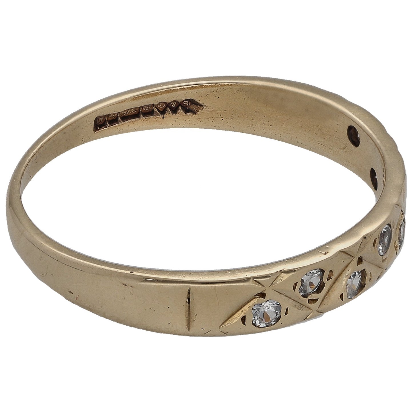 9ct Gold Cubic Zirconia Half Eternity Ring Size P