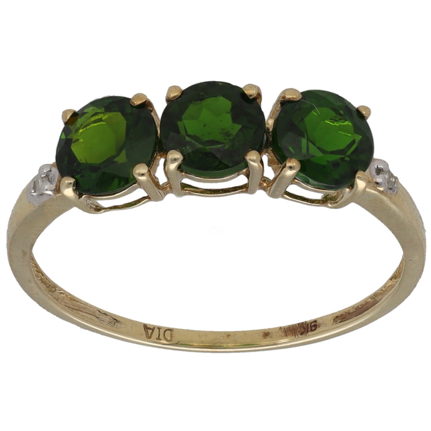 9ct Gold Diopside & 0.01ct Diamond Dress/Cocktail Ring Size P