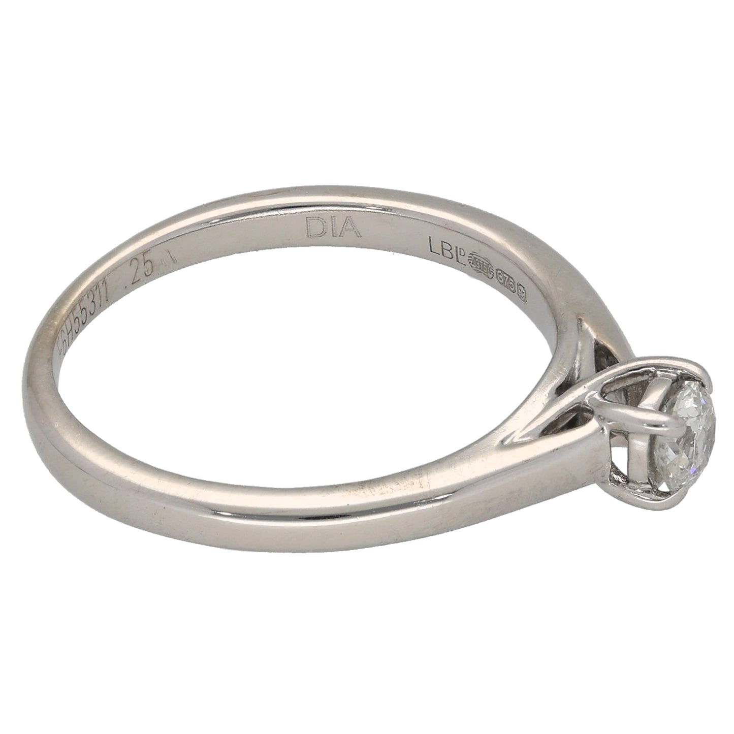 9ct White Gold 0.25ct Diamond Solitaire Ring Size O