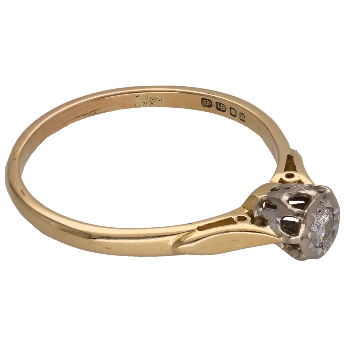 18ct Gold 0.07ct Diamond Solitaire Ring Size Q