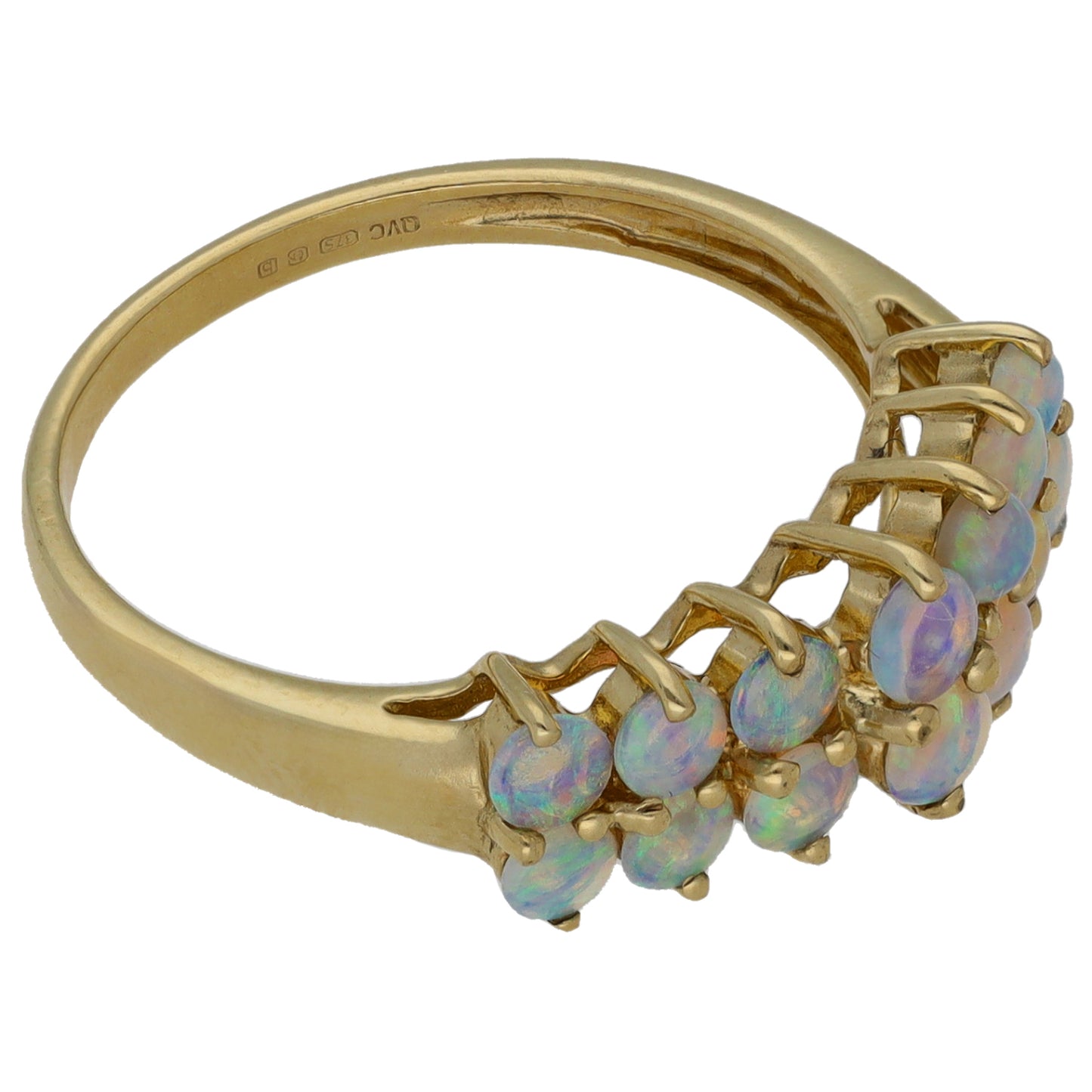9ct Gold Opal Half Eternity Ring Size P