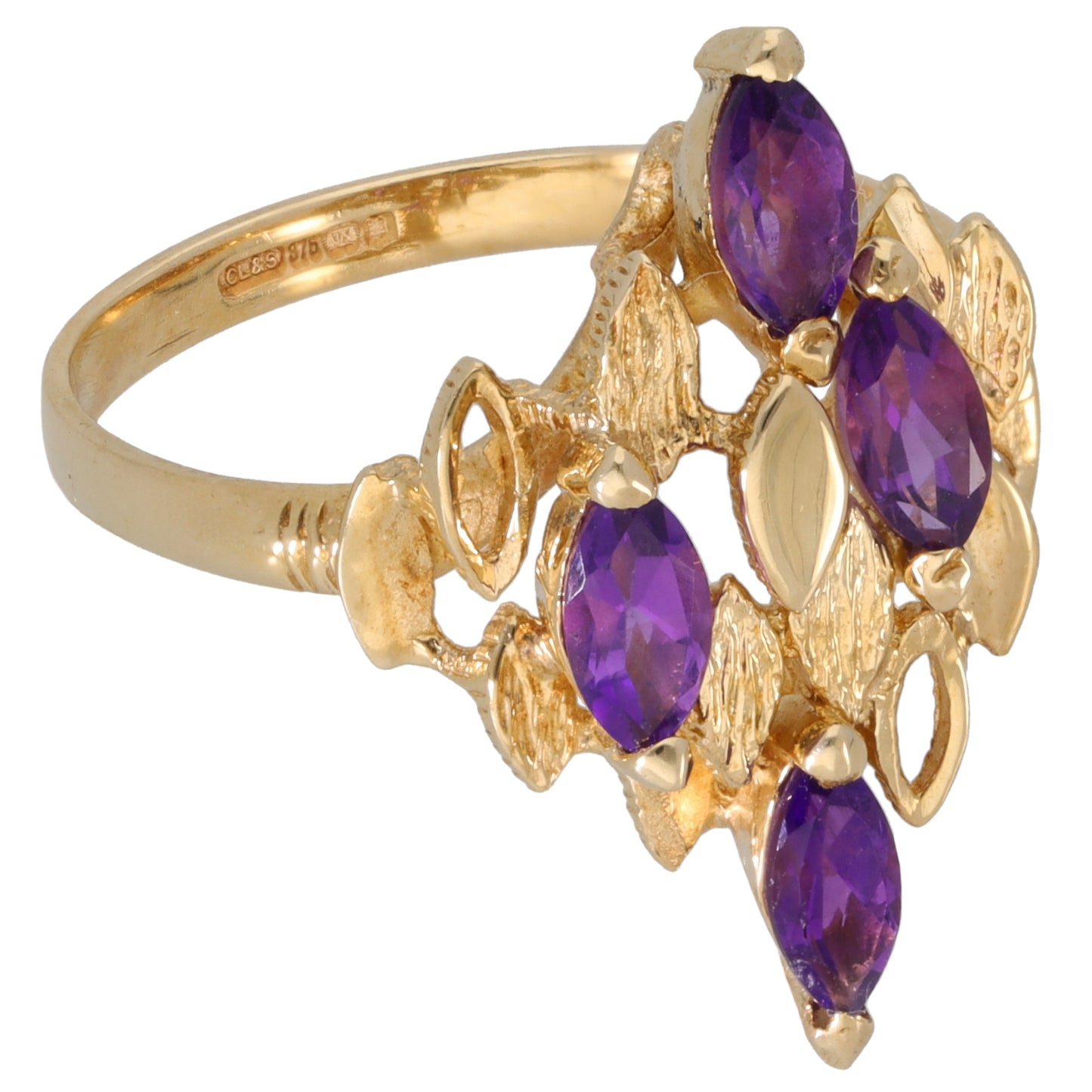 9ct Gold Amethyst Dress/Cocktail Ring Size Q