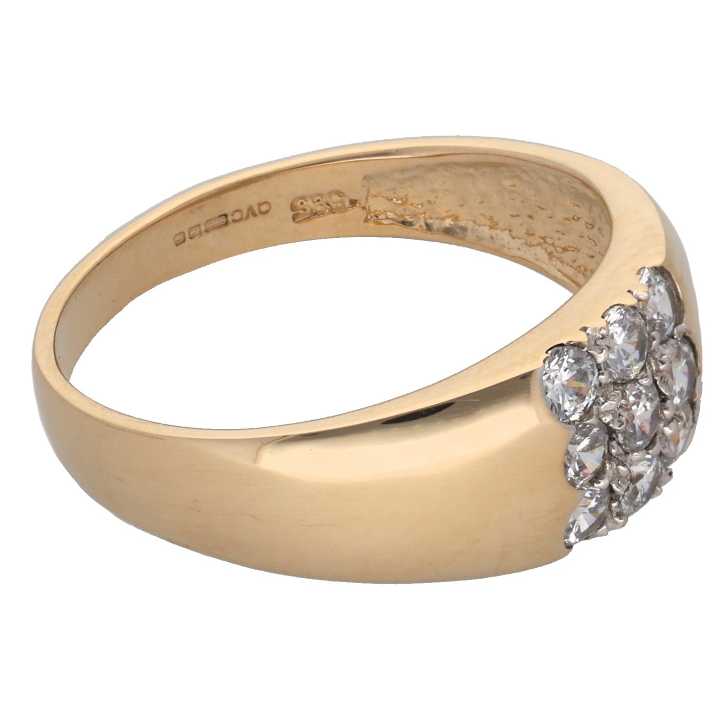 14ct Gold Cubic Zirconia Cluster Ring Size Q