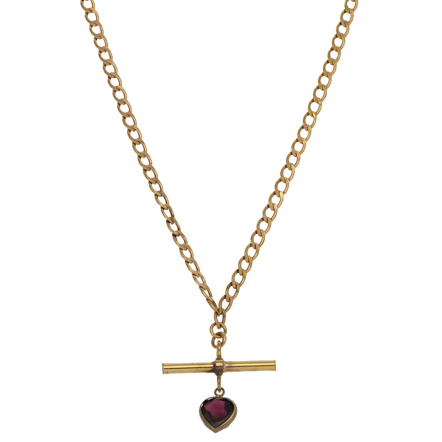 9ct Gold Garnet Curb Chain 18"