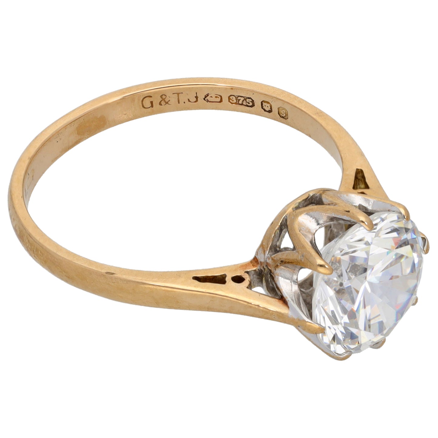9ct Gold Cubic Zirconia Single Stone Ring Size O
