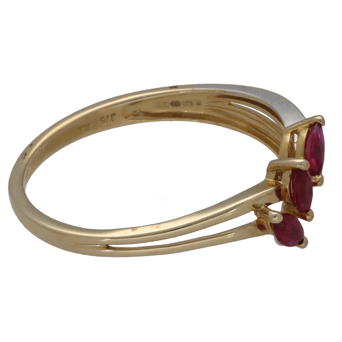 9ct Gold Ruby & 0.01ct Diamond Dress/Cocktail Ring Size R