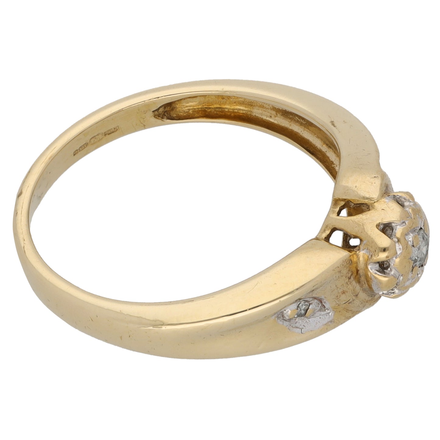 9ct Gold 0.06ct Diamond Trilogy Ring Size K