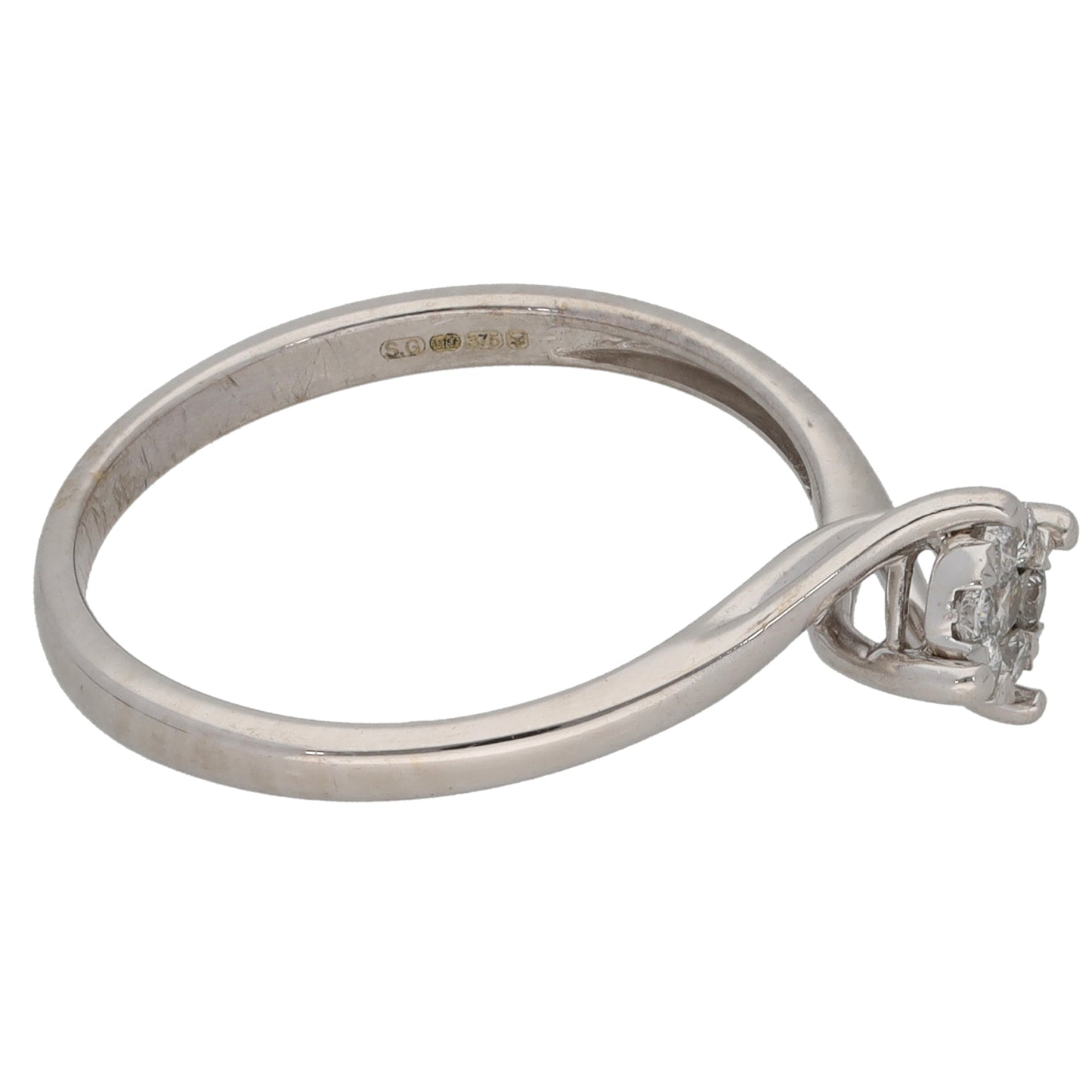 9ct White Gold 0.13ct Diamond Cluster Ring Size M