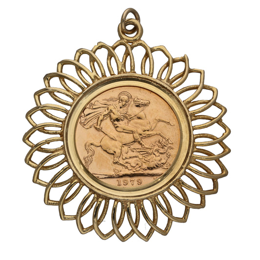 9ct Gold Full Sovereign Coin Pendant