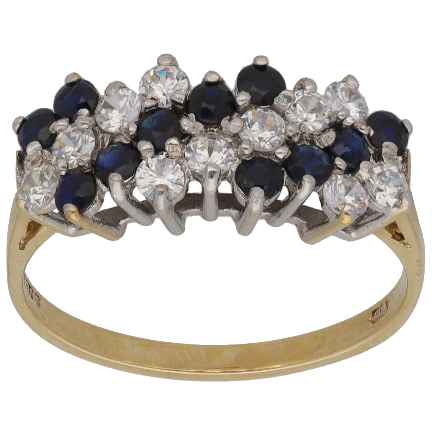 9ct Gold Sapphire & Cubic Zirconia Dress/Cocktail Ring Size P