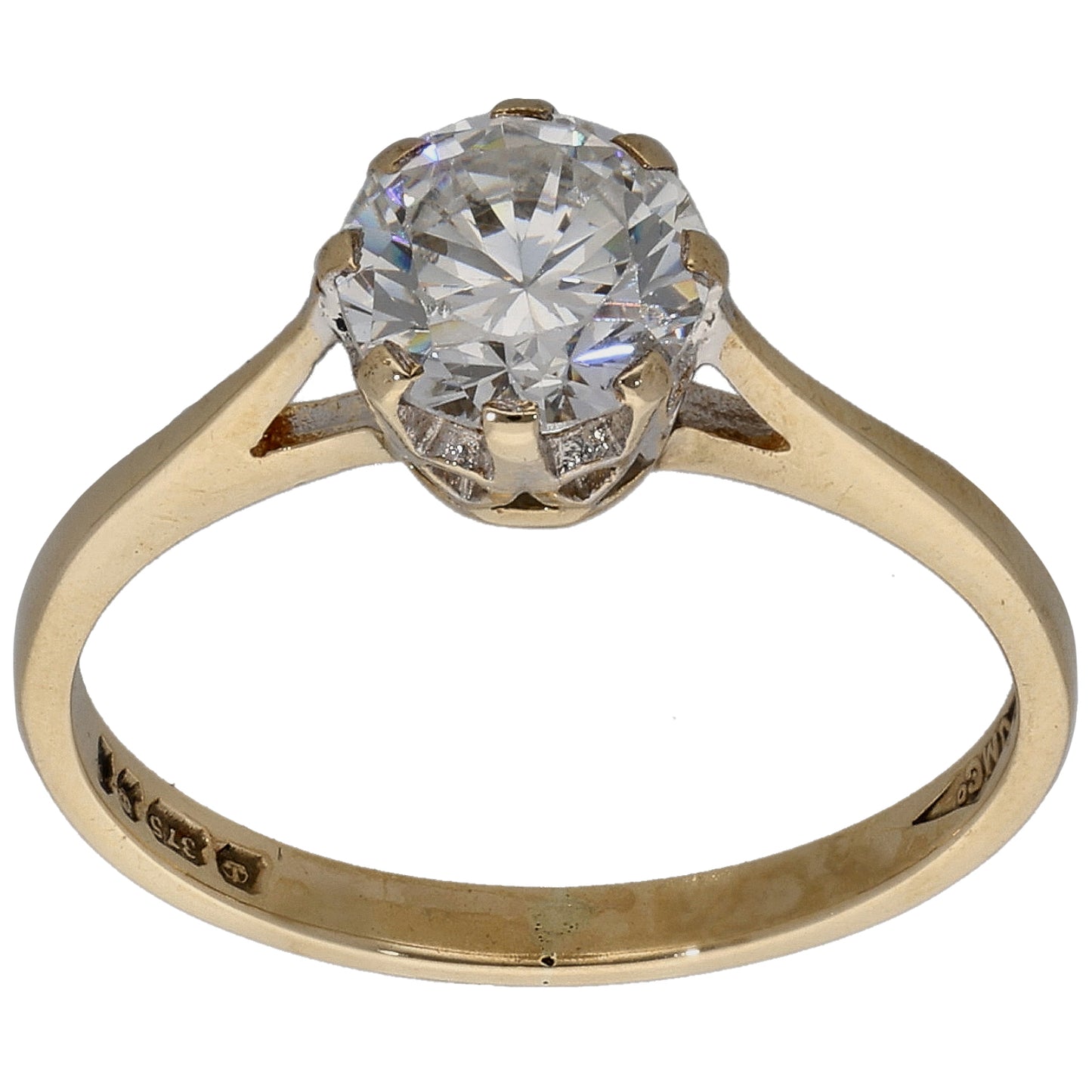 9ct Gold Cubic Zirconia Single Stone Ring Size M