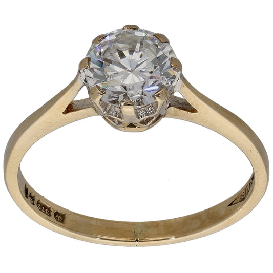 9ct Gold Cubic Zirconia Single Stone Ring Size M