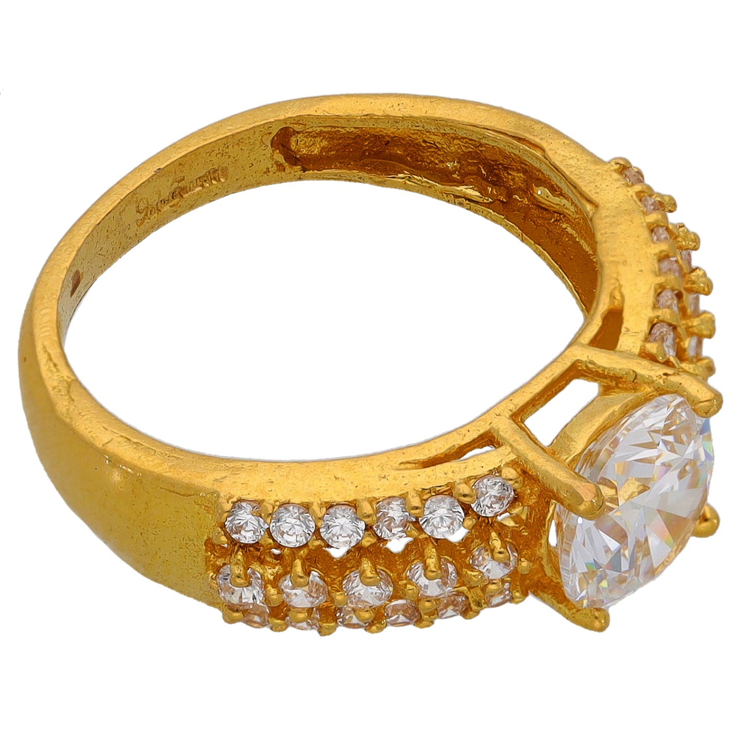 22ct Gold Cubic Zirconia Single Stone Ring With Accents Size K