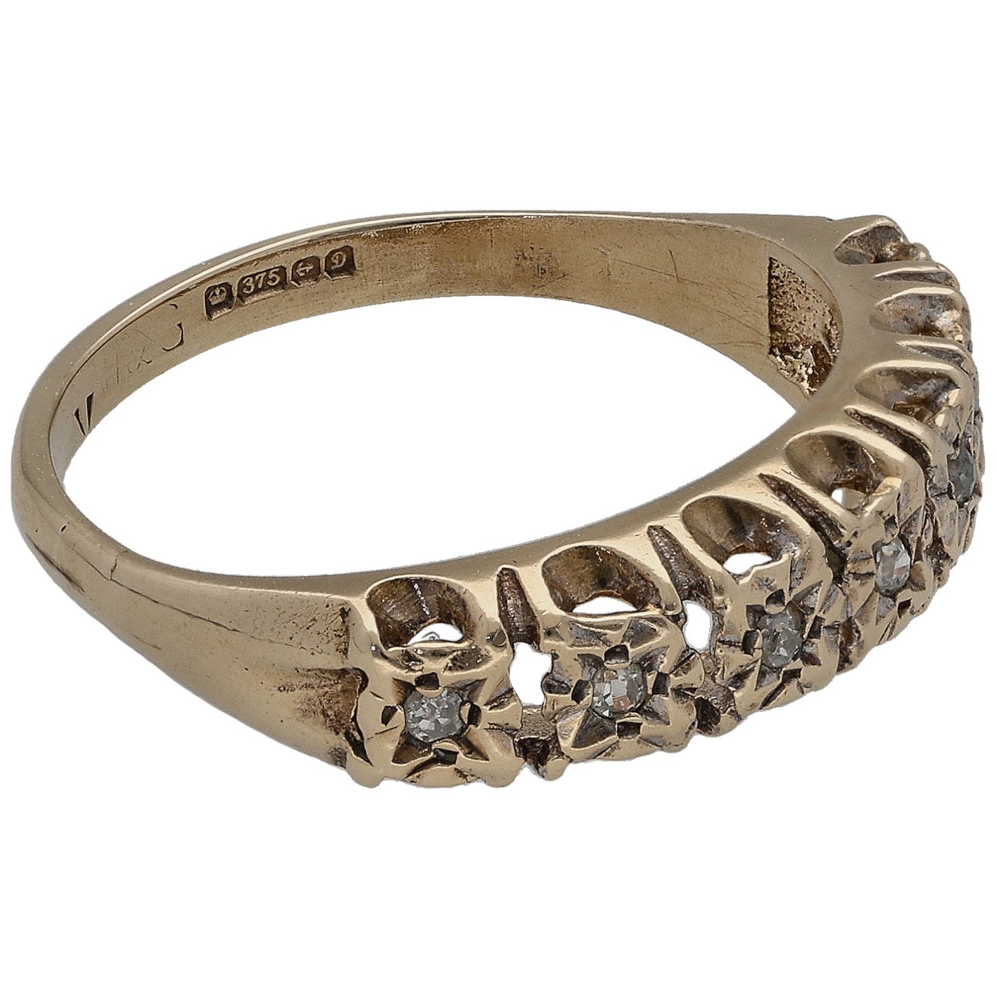 9ct Gold 0.035ct Diamond Half Eternity Ring Size K