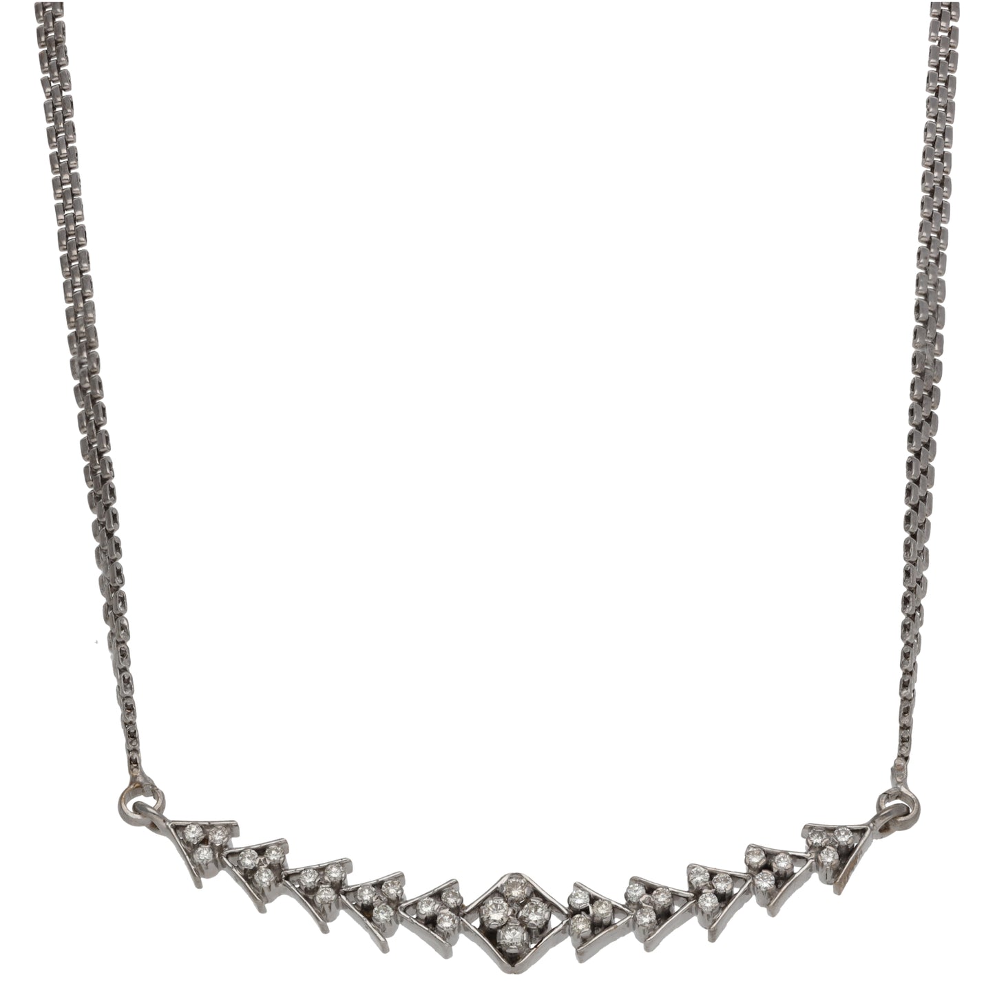 18ct White Gold 0.76ct Diamond Fancy Necklace 16"