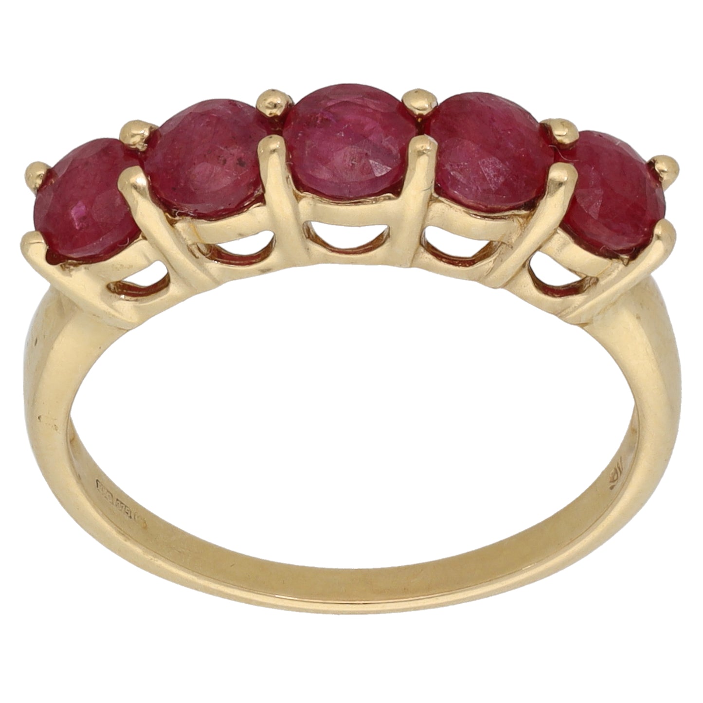 9ct Gold Glass Filled Ruby Half Eternity Ring Size N