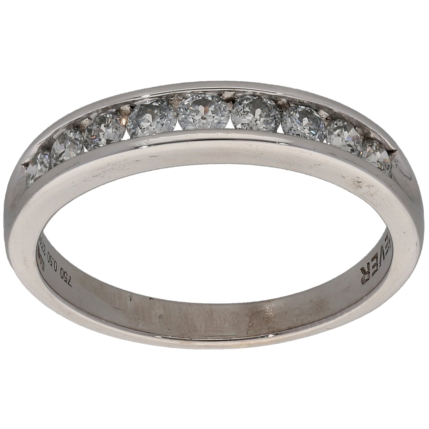18ct White Gold 0.50ct Diamond Half Eternity Ring Size O